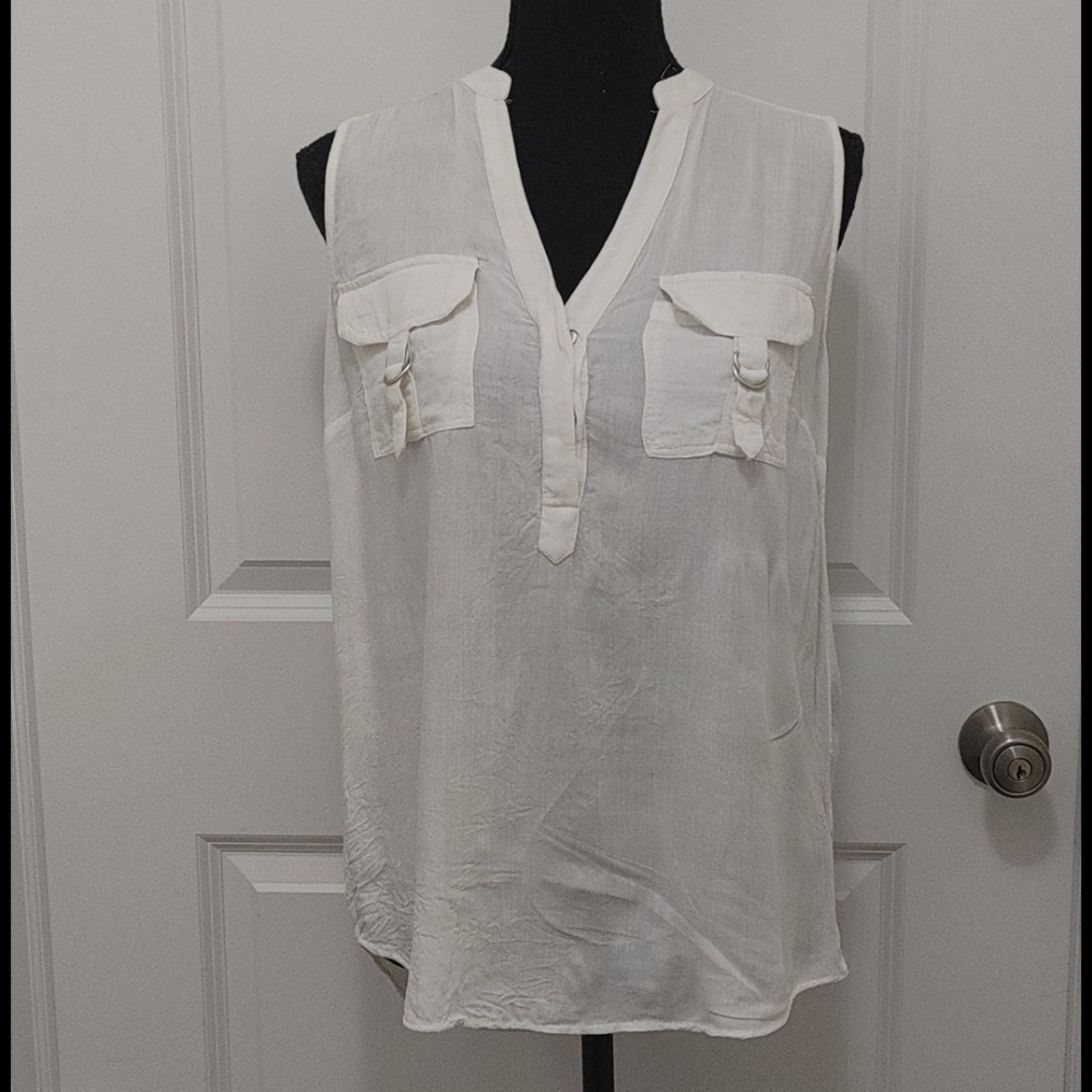 Small White Collar Button Down Top